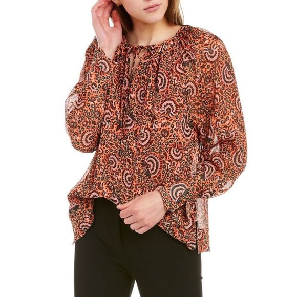 NWOT A.L.C. Women's Brown Bryce Silk Blouse Top Sz 4, $375 B9 - Picture 1 of 7